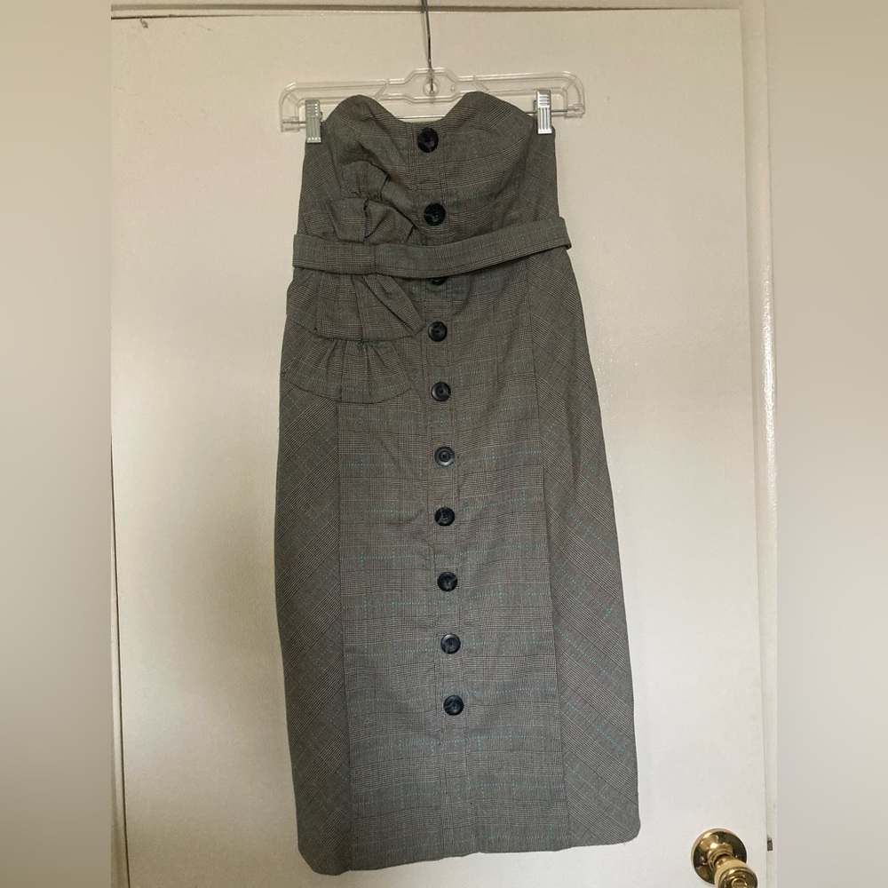 Floreat Gray Ruched Midi Pencil Skirt